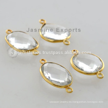 Cristal de cuarzo Gemstone Bezel Configuración Vermeil Conector